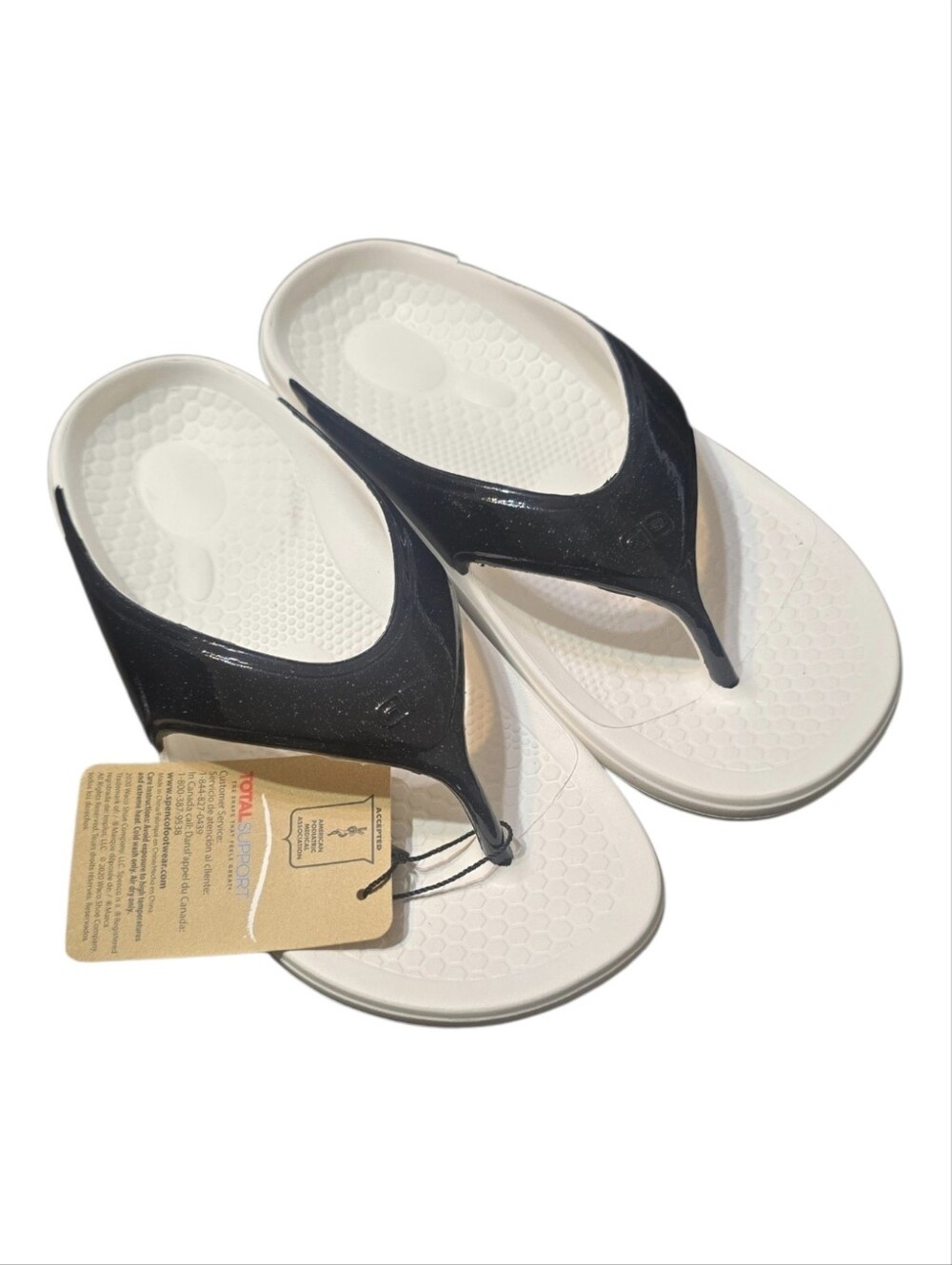 Spenco Wave Recovery Orthotic Flip Flop Sandals Black White Unisex W8 M7 Wide